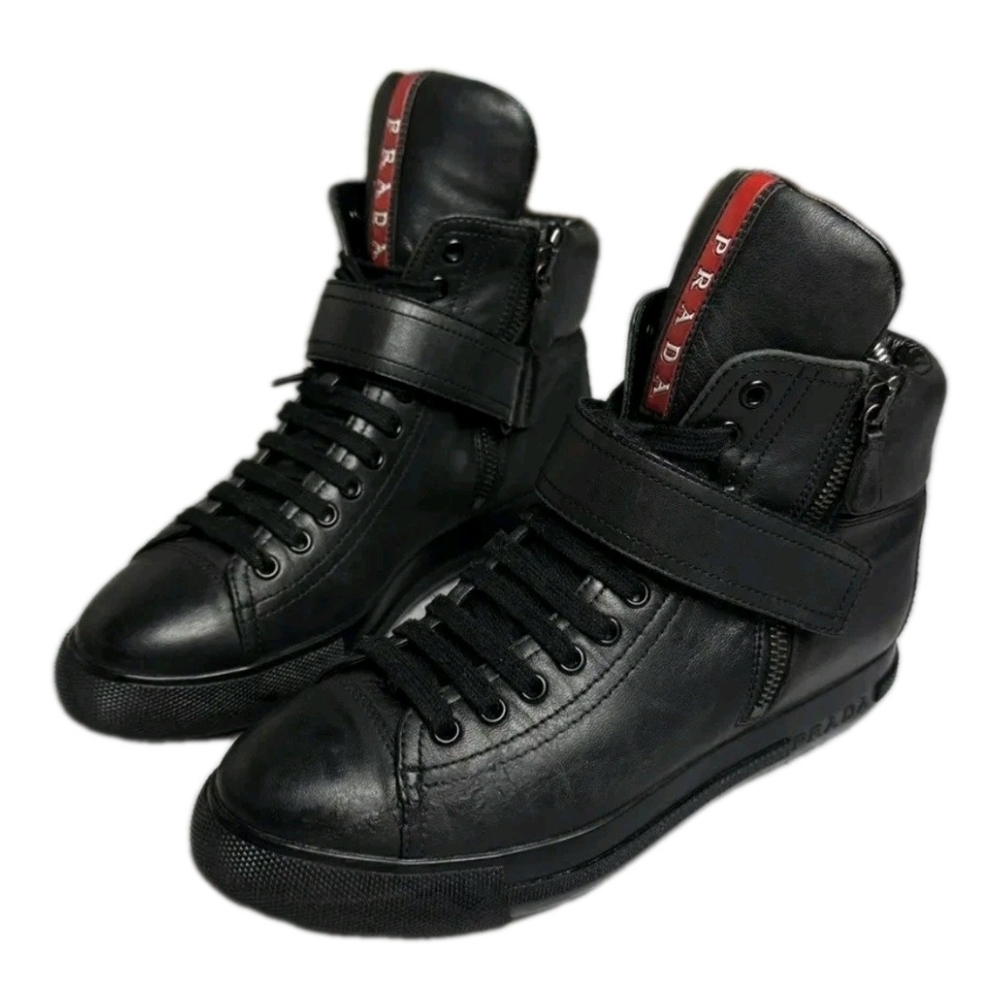 Prada Miu Miu 00s Womens Leather Y2K HiTop Boot Sneakers EU 39.5 US Sz 8.5 (EUC)